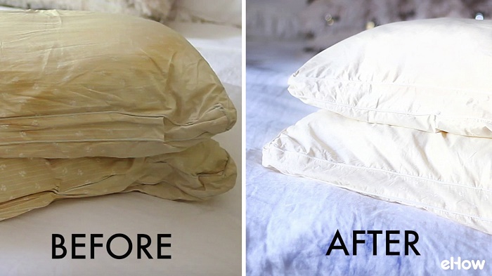 bleach a yellowish pillow