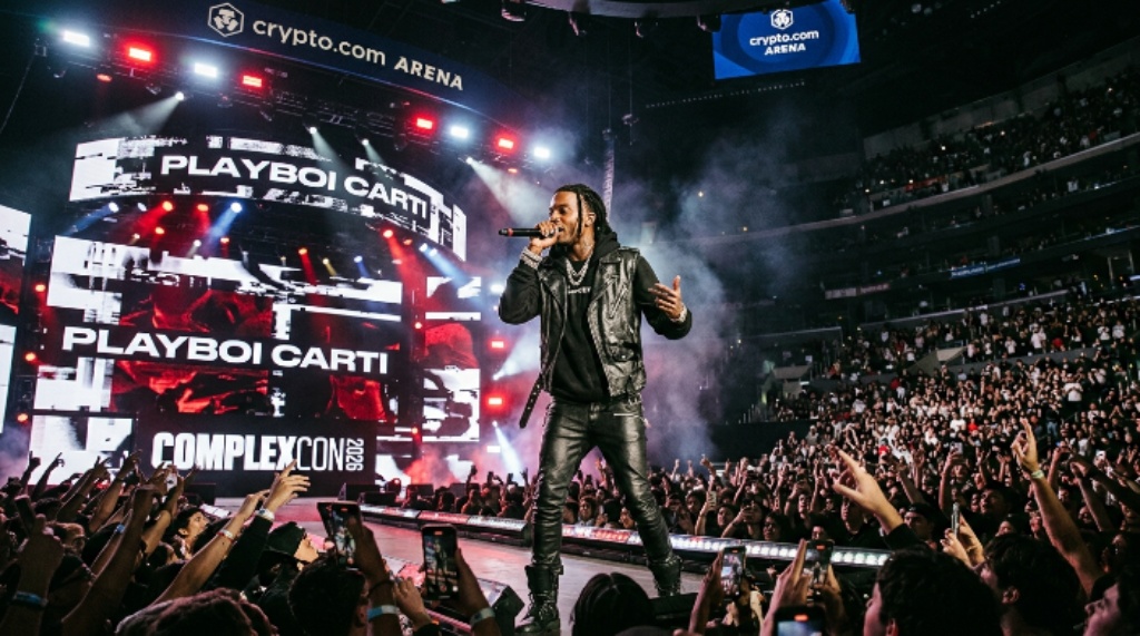 Playboi Carti performing at ComplexCon 2026 at Crypto.com Arena Los Angeles